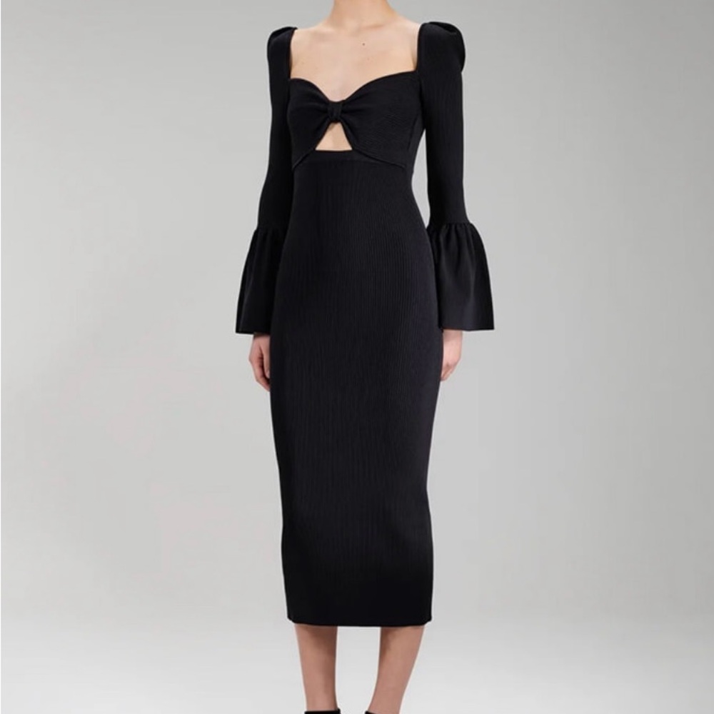 Self Portrait Cutout Knit Black Dress